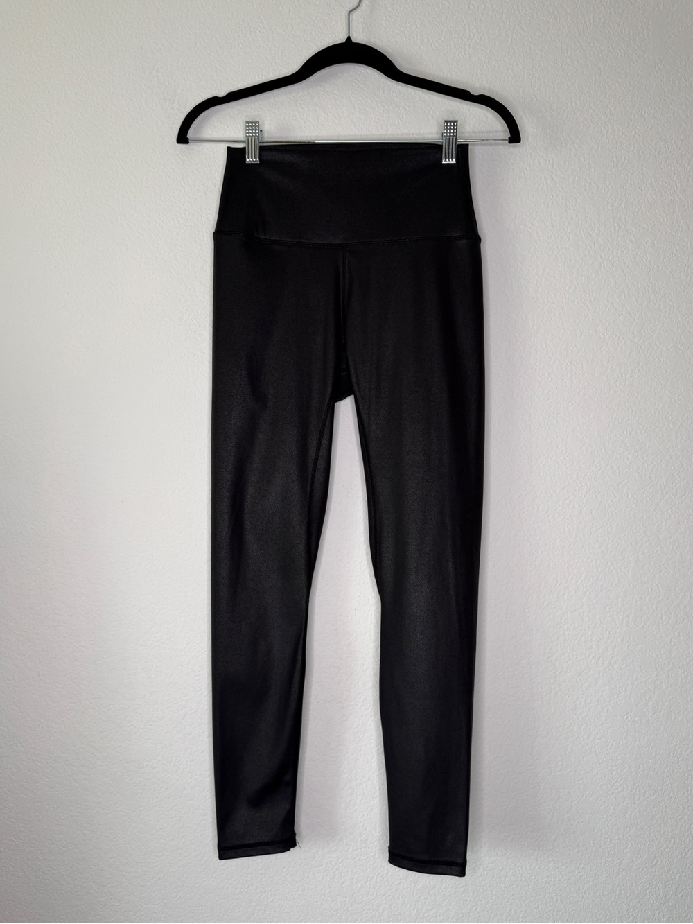 DIXXON Black Faux Leather High Waist Nylon Spandex Leggings Size M